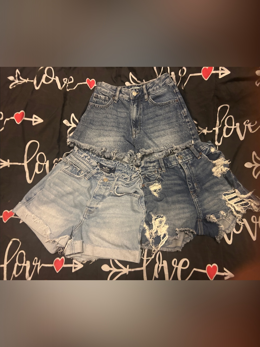 Hollister,pacsun, American Eagle. Light to Medium Blue Distressed Denim Shorts